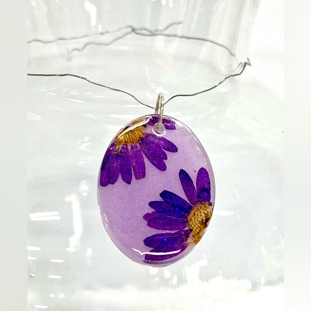 HANDMADE Floral Resin Art Pendant